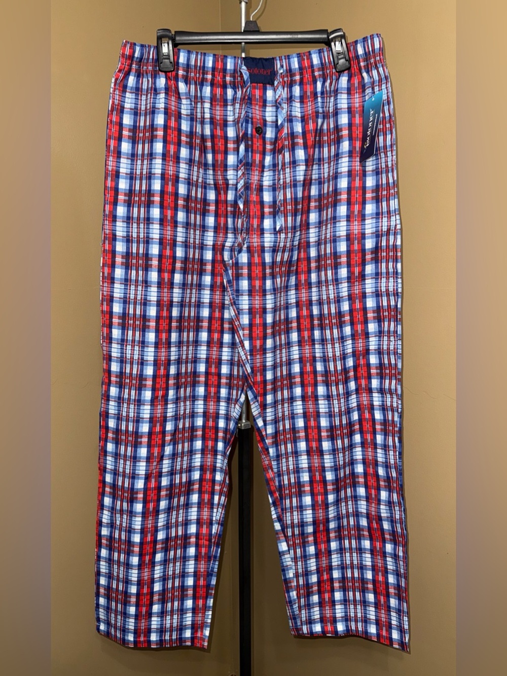 NWT ISOTONER Red, Blue & White Plaid Lounge Pants. Size Large.